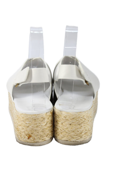 Vince Womens Leather Crisscross Espadrille Platform Heels Shoes White Size 7M