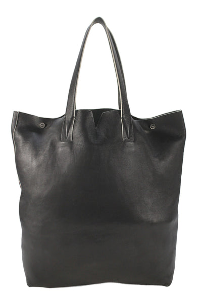 Vince Womens Leather Large Shoulder Tote Bag Handbag Black