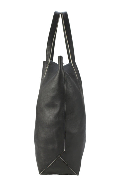 Vince Womens Leather Large Shoulder Tote Bag Handbag Black