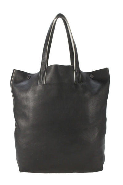 Vince Womens Leather Large Shoulder Tote Bag Handbag Black