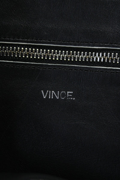Vince Womens Leather Large Shoulder Tote Bag Handbag Black