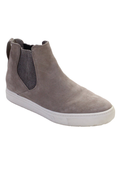 Vince Womens Suede Pull On High Top Sneakers Gray Size 7M