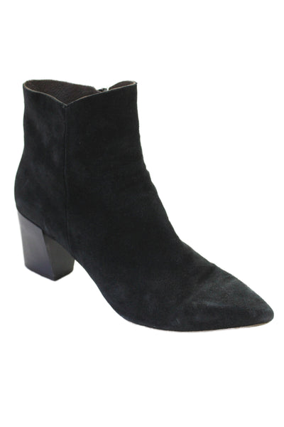 Coclico Womens Suede Pointed Toe Ankle Boots Black Size 38.5 8.5