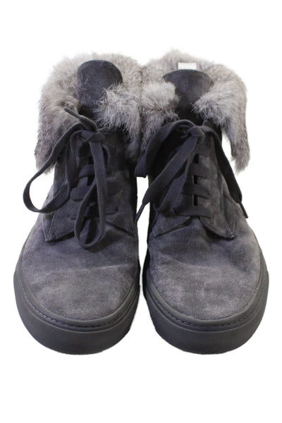 Vince Womens Suede Lace Up High Top Sneakers Gray Size 8