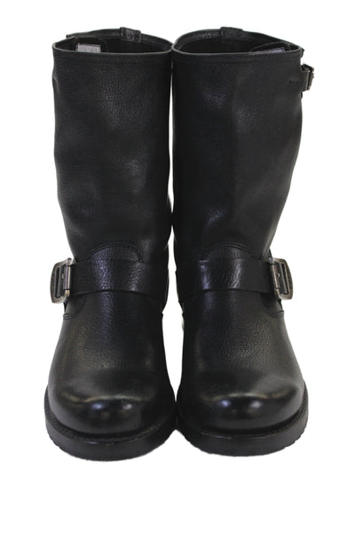 Frye Womens Leather Round Toe Mid-Calf Boots Black Size 8