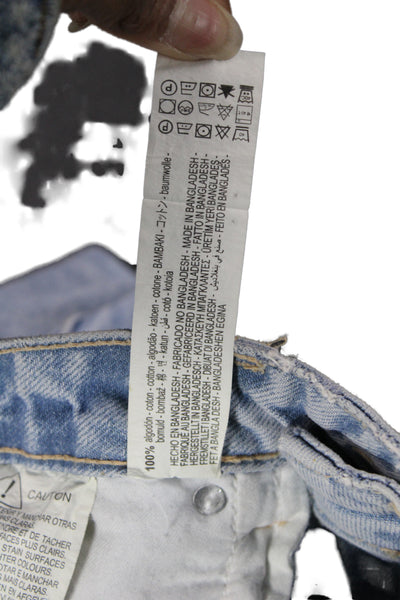 Zara Unisex Cropped Straight Light Blue Jeans 100% Cotton High Rise Size 6