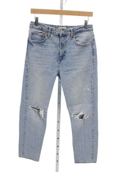 Zara Womens Boyfriend Mom High Rise Light Blue Jeans Size 6