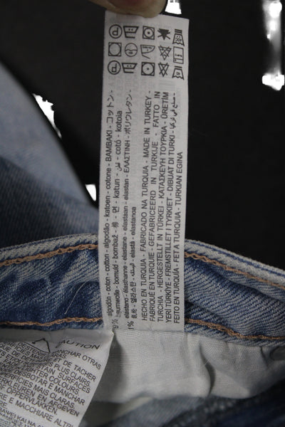 Zara Womens Light Blue Mom Tapered High Rise Stretch Jeans Size 6