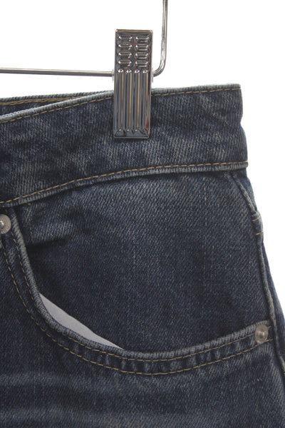 Zara Unisex Straight Cropped Dark Blue High Rise Jeans Size 4