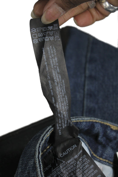 Zara Unisex Straight Cropped Dark Blue High Rise Jeans Size 4