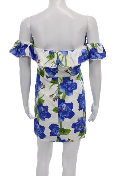 Borgo De Nor Women Sundress Mini Blue Floral Cotton Zip Size 12