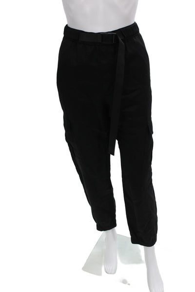 Pam & Gela Unisex Black Cargo Jogger Pants Buckle 100% Lyocell Size L
