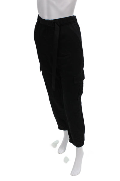 Pam & Gela Unisex Black Cargo Jogger Pants Buckle 100% Lyocell Size L