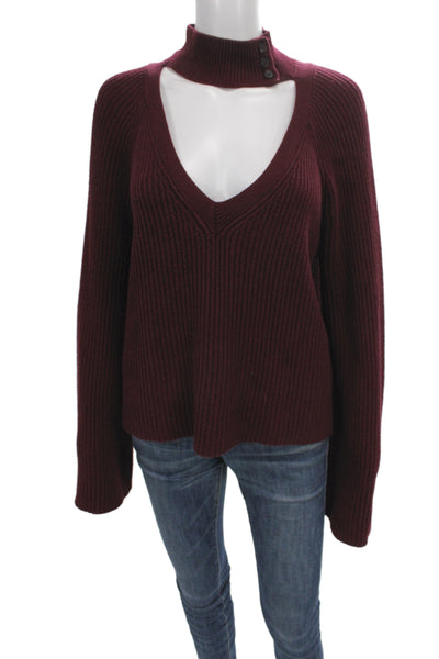 Intermix Unisex V-Neck Red Pullover Button Long Sleeve Size L