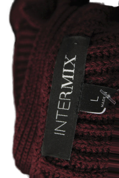 Intermix Unisex V-Neck Red Pullover Button Long Sleeve Size L