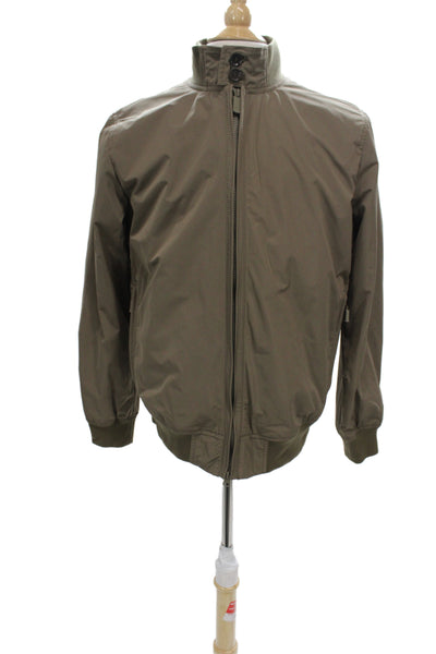 Aspesi Mens Bomber Jacket Green High Neck Button Polyester Size S