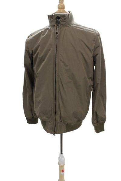 Aspesi Mens Bomber Jacket Green High Neck Button Polyester Size S