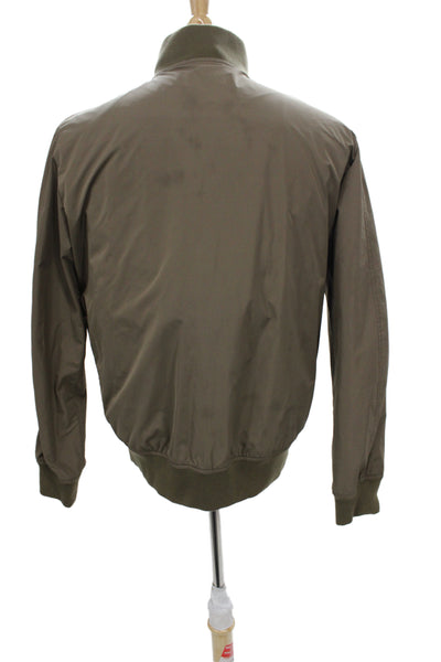 Aspesi Mens Bomber Jacket Green High Neck Button Polyester Size S