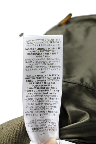 Aspesi Mens Bomber Jacket Green High Neck Button Polyester Size S