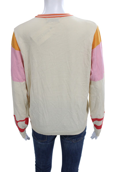 Aldo Martins Unisex Pullover Sweater Beige Crew Neck Graphic Size L