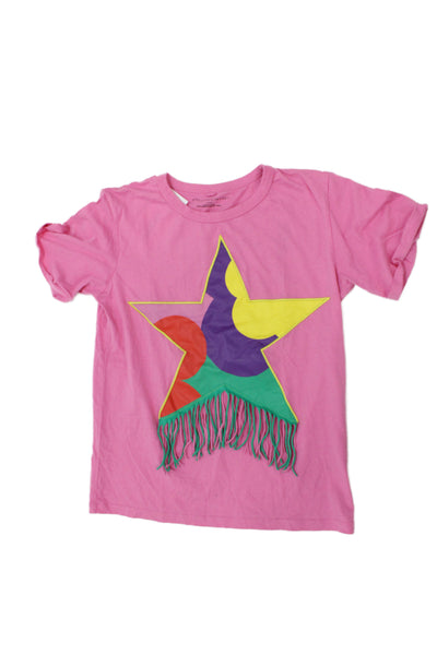Stella McCartney Kids Girls Cotton Star Fringe Detail T-Shirt Pink Size 14Y
