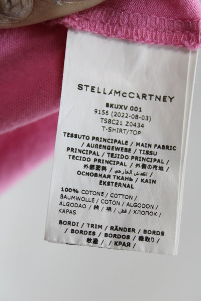 Stella McCartney Kids Girls Cotton Star Fringe Detail T-Shirt Pink Size 14Y