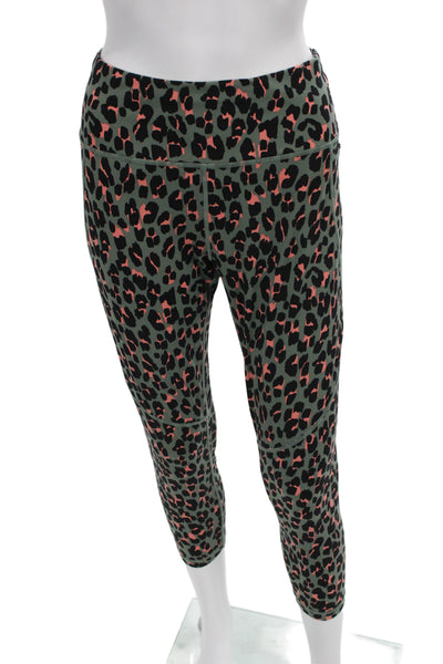 Sweaty Betty Women Cropped Black Leopard Print Leggings Plus Size 14