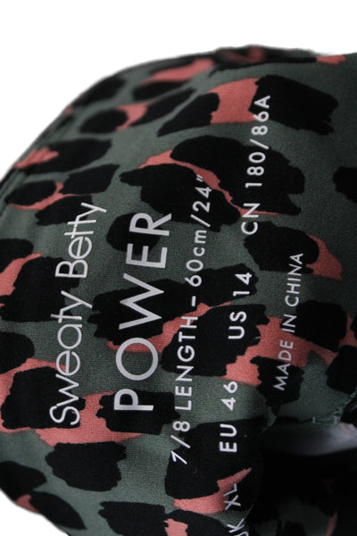 Sweaty Betty Women Cropped Black Leopard Print Leggings Plus Size 14