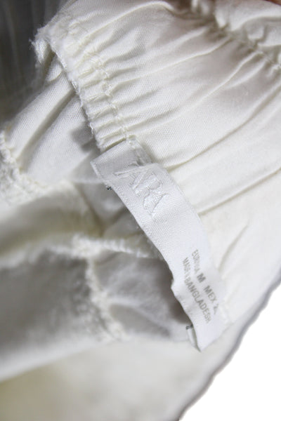 Zara Unisex Beige Cotton Sweat Shorts Drawstring Solid Spring Size M