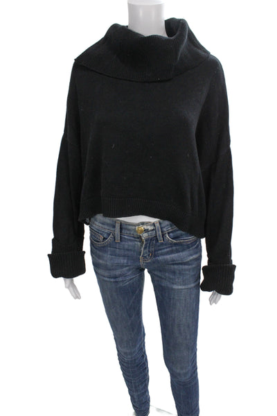 525 Unisex Pullover Sweater Black Turtleneck 100% Cotton Size M