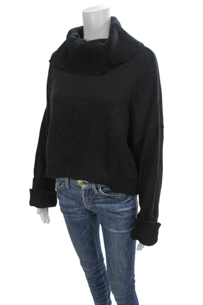 525 Unisex Pullover Sweater Black Turtleneck 100% Cotton Size M