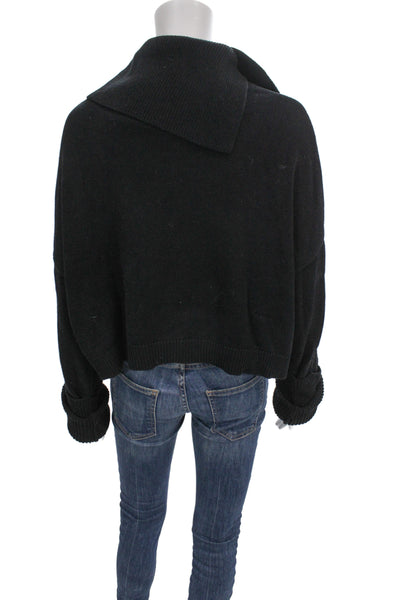 525 Unisex Pullover Sweater Black Turtleneck 100% Cotton Size M