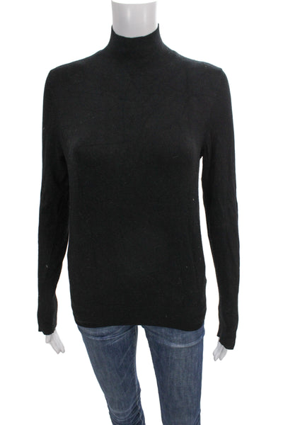 Zara Women Pullover Sweater Black Mock Neck Long Sleeve Size M