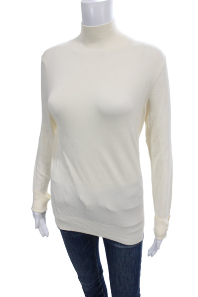 Zara Unisex Pullover Sweater Beige Mock Neck Long Sleeve Size M