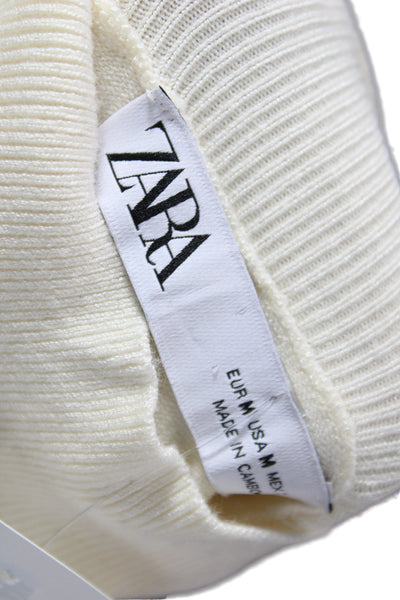 Zara Unisex Pullover Sweater Beige Mock Neck Long Sleeve Size M