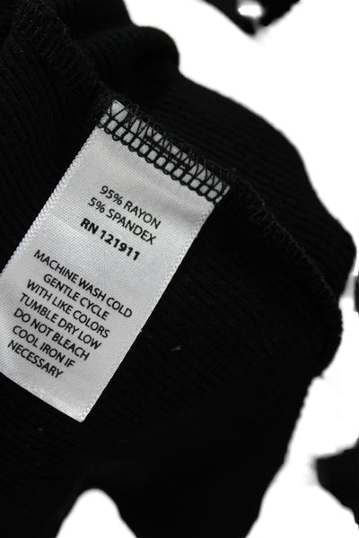 LNA Womens Cropped Tank Black Square Neck Sleeveless Rayon Spandex Size M