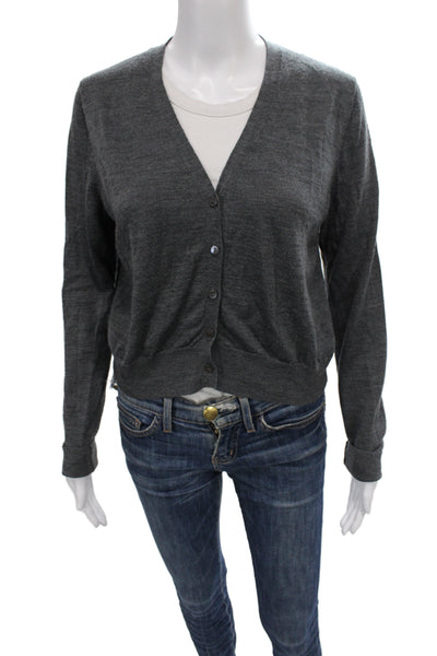 MNG Unisex Cardigan Dark Gray V-Neck Button Long Sleeve Size M