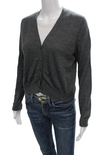 MNG Unisex Cardigan Dark Gray V-Neck Button Long Sleeve Size M