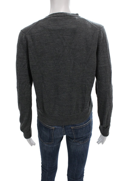 MNG Unisex Cardigan Dark Gray V-Neck Button Long Sleeve Size M