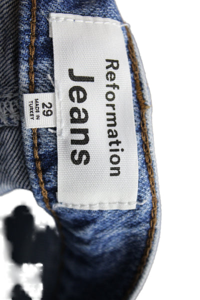 Reformation Unisex Blue High Rise Bootcut Jeans Button Closure Size 29