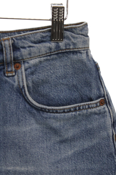 Reformation Unisex Blue Cotton Blend 90s Button Shorts Size 28