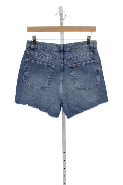 Reformation Unisex Blue Cotton Blend 90s Button Shorts Size 28