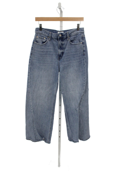 Pistola Unisex Cropped Wide Leg Jeans Blue High Rise Size 29