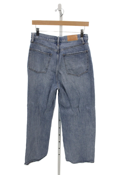 Pistola Unisex Cropped Wide Leg Jeans Blue High Rise Size 29