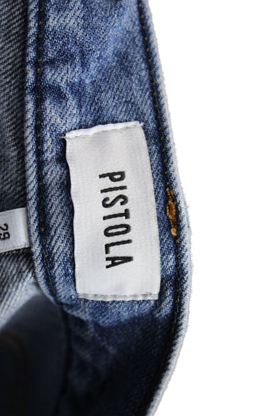 Pistola Unisex Cropped Wide Leg Jeans Blue High Rise Size 29