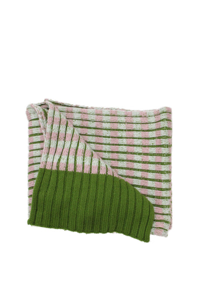 Kate Spade New York Womens Knit Striped Scarf Green Pink White 86"x8"