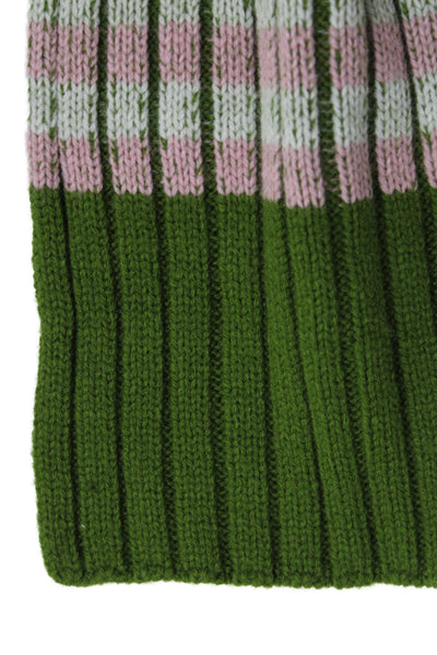 Kate Spade New York Womens Knit Striped Scarf Green Pink White 86"x8"