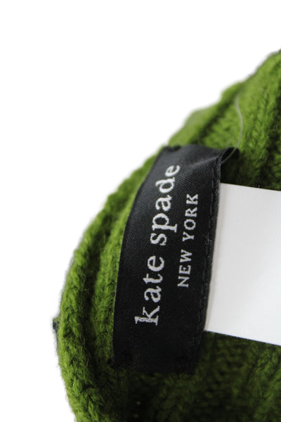 Kate Spade New York Womens Knit Striped Scarf Green Pink White 86"x8"