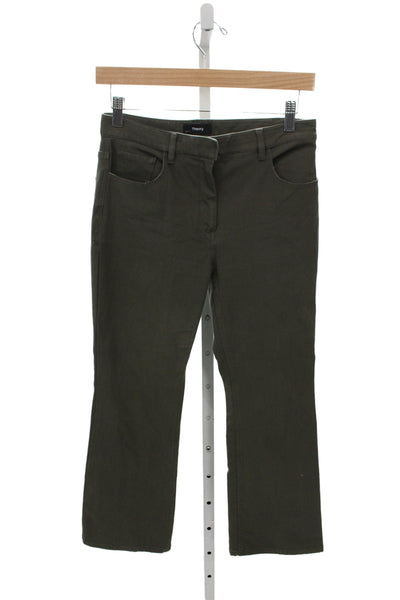 Theory Womens Cropped Army Green Pants Size 2
