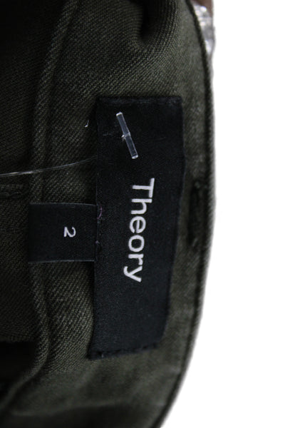 Theory Womens Cropped Army Green Pants Size 2